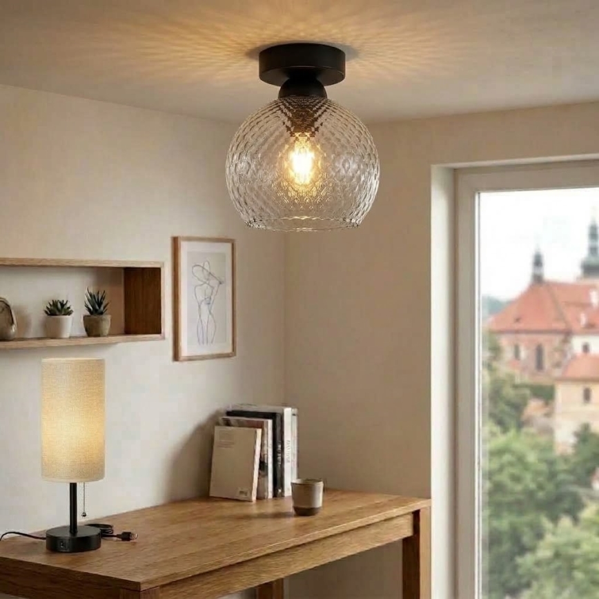 BRILAGI - LED Lampa sufitowa RETRO GLASS 1xE27/60W/230V śr. 18 cm czarna/dymnoszara
