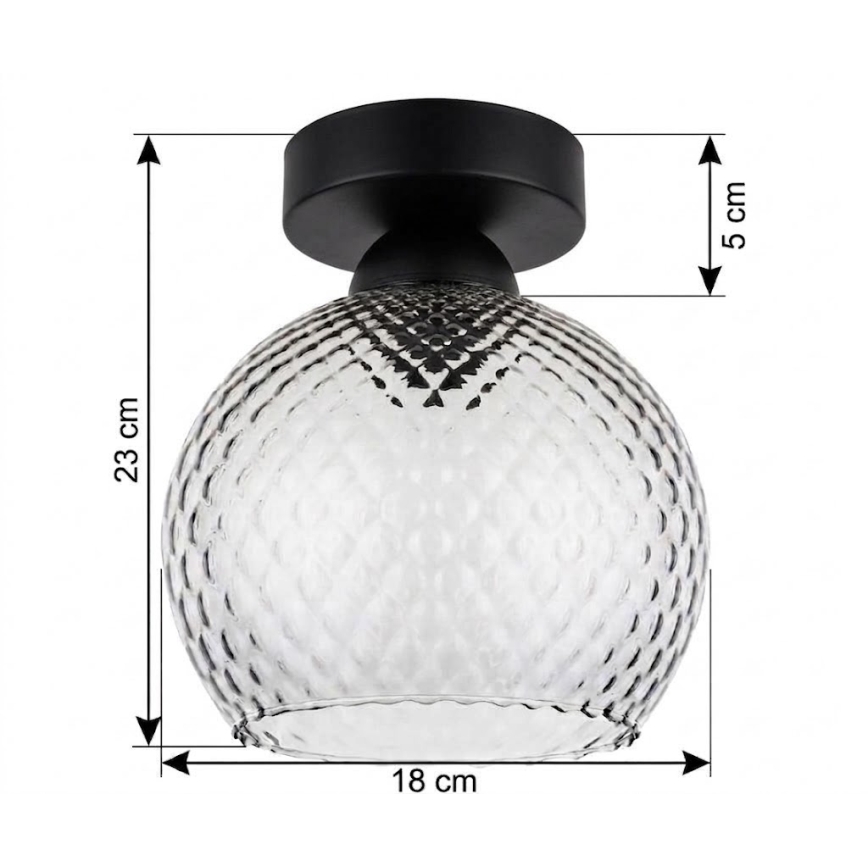 BRILAGI - LED Lampa sufitowa RETRO GLASS 1xE27/60W/230V śr. 18 cm czarna/dymnoszara