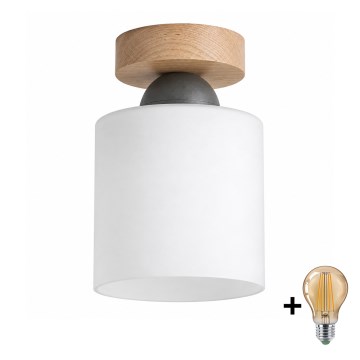 BRILAGI - Lampa sufitowa LED RETRO GLASS 1xE27/60W/230V śr. 10 cm dąb/biały
