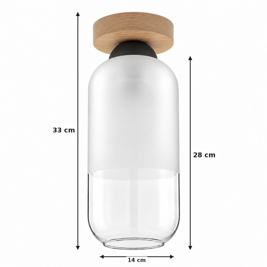 BRILAGI - Lampa sufitowa LED RETRO GLASS 1xE27/60W/230V śr. 14 cm dąb/biały