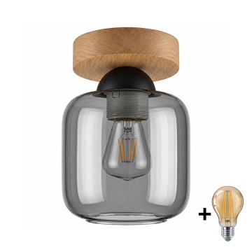 BRILAGI - Lampa sufitowa LED RETRO GLASS 1xE27/60W/230V śr. 14 cm dąb/dymnoszary
