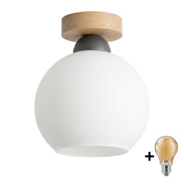 BRILAGI - Lampa sufitowa LED RETRO GLASS 1xE27/60W/230V śr. 15 cm dąb/biały