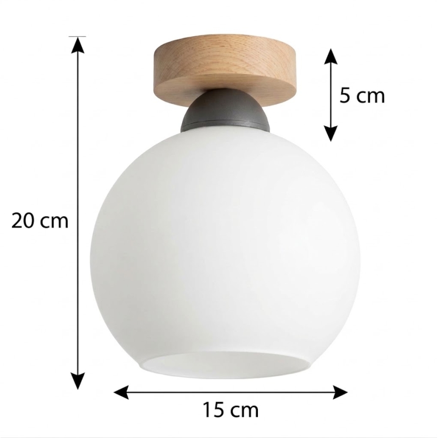 BRILAGI - Lampa sufitowa LED RETRO GLASS 1xE27/60W/230V śr. 15 cm dąb/biały