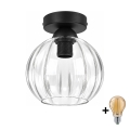 BRILAGI - Lampa sufitowa LED RETRO GLASS 1xE27/60W/230V śr. 18 cm czarna/przezroczysta