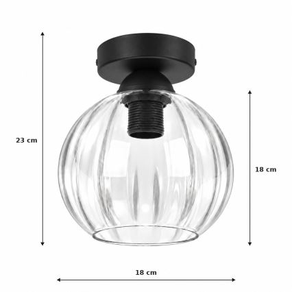 BRILAGI - Lampa sufitowa LED RETRO GLASS 1xE27/60W/230V śr. 18 cm czarna/przezroczysta