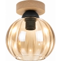 BRILAGI - Lampa sufitowa LED RETRO GLASS 1xE27/60W/230V śr. 18 cm dąb/dymny beż