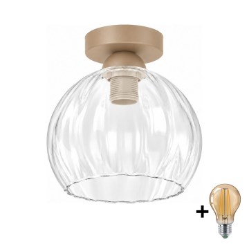 BRILAGI - Lampa sufitowa LED RETRO GLASS 1xE27/60W/230V śr. 25 cm beżowa/przezroczysta