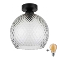 BRILAGI - Lampa sufitowa LED RETRO GLASS 1xE27/60W/230V śr. 25 cm czarny/przydymiony szary