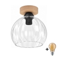 BRILAGI - Lampa sufitowa LED RETRO GLASS 1xE27/60W/230V śr. 25 cm dąb/przezroczysta