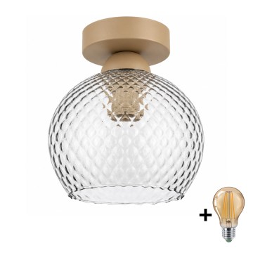BRILAGI - Lampa sufitowa LED RETRO GLASS 1xE27/60W/230V Ø 18 cm beżowa/dymnoszara
