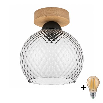 BRILAGI - Lampa sufitowa LED RETRO GLASS 1xE27/60W/230V Ø 18 cm dąb/dymnoszary
