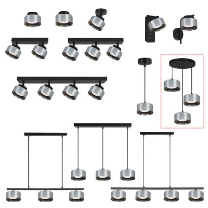 Brilagi - LED RGB+CCT ściemnialny żyrandol na lince AURA LUX 3xGX53/14W/230V 2700-6500K Wi-Fi Tuya czarny/przydymiony