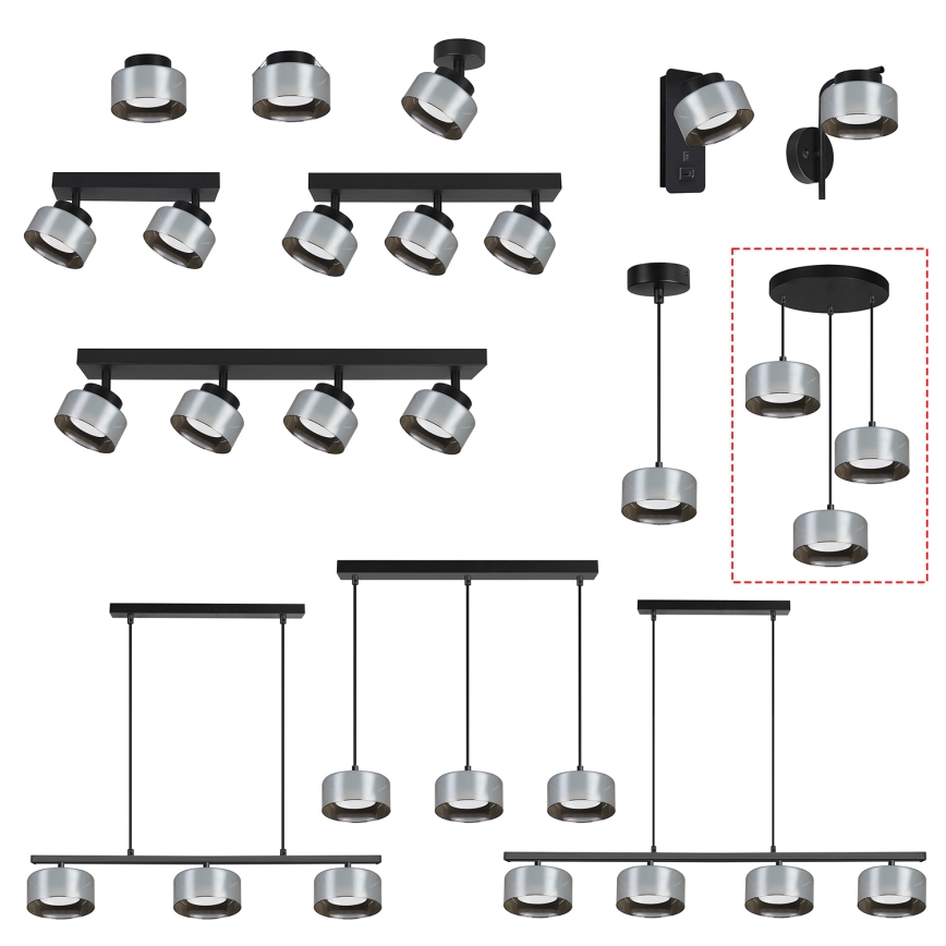 Brilagi - LED RGB+CCT ściemnialny żyrandol na lince AURA LUX 3xGX53/14W/230V 2700-6500K Wi-Fi Tuya czarny/przydymiony