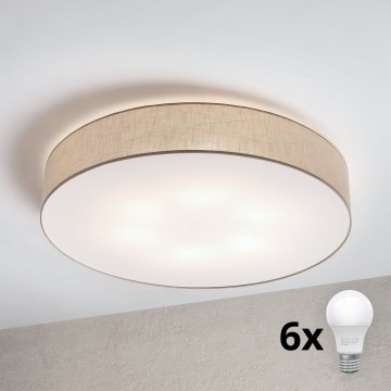 Brilagi - Lampa sufitowa LED SIRIJA 6xE27/60W/230V śr. 80 cm beżowa