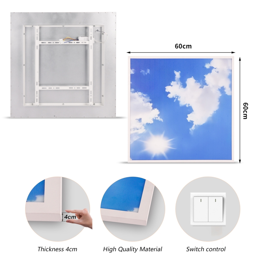 Brilagi - Lampa sufitowa LED SLIMFRAME SKY LED/58W/230V 60x60 cm srebrna/niebieska