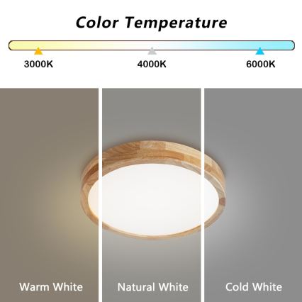 Brilagi - Lampa sufitowa LED WOODLINE LED/24W/230V 3000/4000/6000K dąb śr. 30 cm