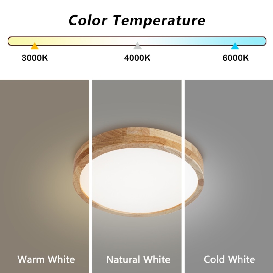 Brilagi - Lampa sufitowa LED WOODLINE LED/24W/230V 3000/4000/6000K dąb śr. 30 cm