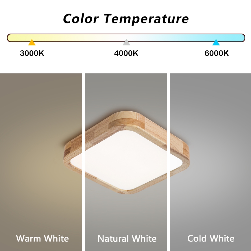Brilagi - Oprawa sufitowa LED WOODLINE SQUARE LED/32W/230V 3000/4000/6000K dąb 30x30 cm
