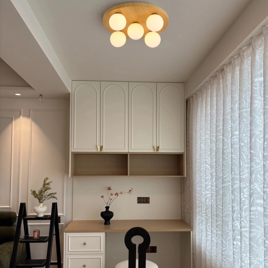 Brilagi - Lampa sufitowa LUND WOOD 5xG9/9W/230V Ø 40 cm z drewna kauczukowca