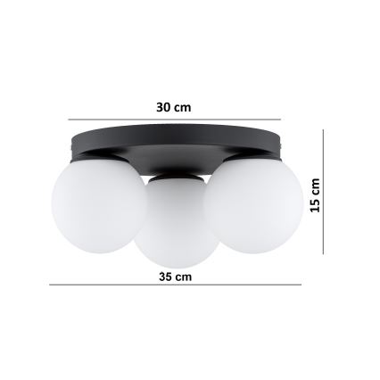 Brilagi - Lampa sufitowa MILO 3xE27/60W/230V śr. 35 cm czarna
