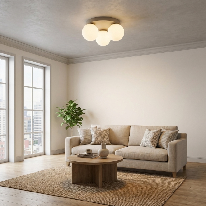 Brilagi - Lampa sufitowa MILO ECRU 3xE27/60W/230V, śr. 35 cm, beżowo-złota