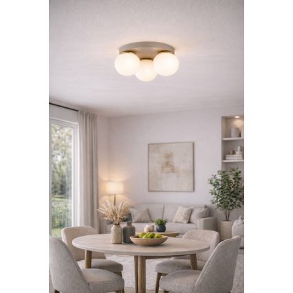 Brilagi - Lampa sufitowa MILO ECRU 3xE27/60W/230V, śr. 35 cm, beżowo-złota