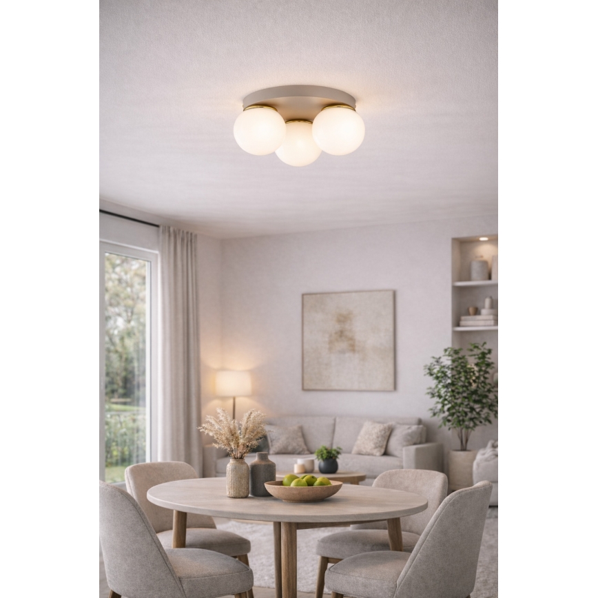 Brilagi - Lampa sufitowa MILO ECRU 3xE27/60W/230V, śr. 35 cm, beżowo-złota