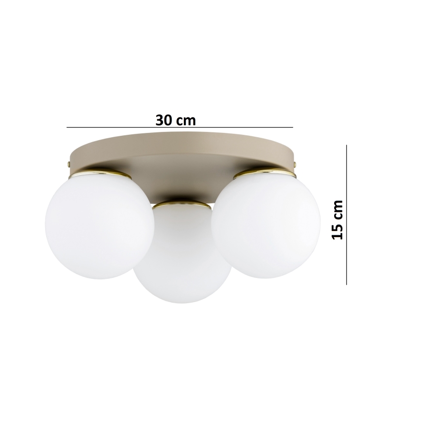 Brilagi - Lampa sufitowa MILO ECRU 3xE27/60W/230V, śr. 35 cm, beżowo-złota