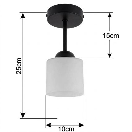 BRILAGI - Lampa sufitowa natynkowa LED RETRO GLASS 1xE27/60W/230V Ø 10 cm czarna/biała