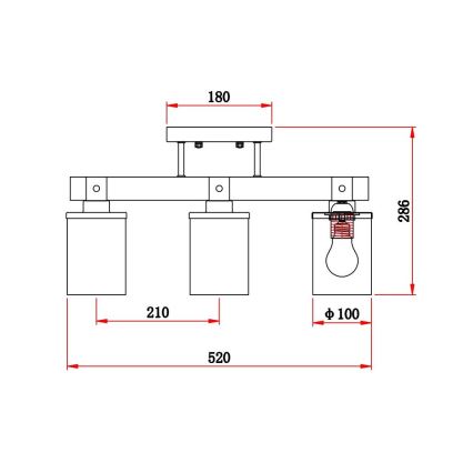 Brilagi - Lampa sufitowa natynkowa VISTA 3xE27/60W/230V dąb