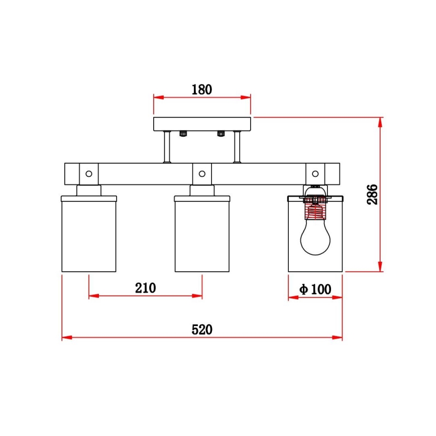 Brilagi - Lampa sufitowa natynkowa VISTA 3xE27/60W/230V dąb