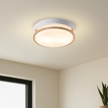 Brilagi - Lampa sufitowa ORINO 2xE27/40W/230V śr. 27 cm biała/dąb