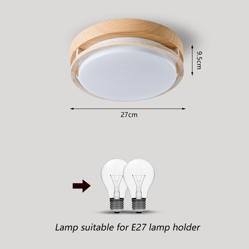 Brilagi - Lampa sufitowa ORINO 2xE27/40W/230V śr. 27 cm dekor drewna/dąb