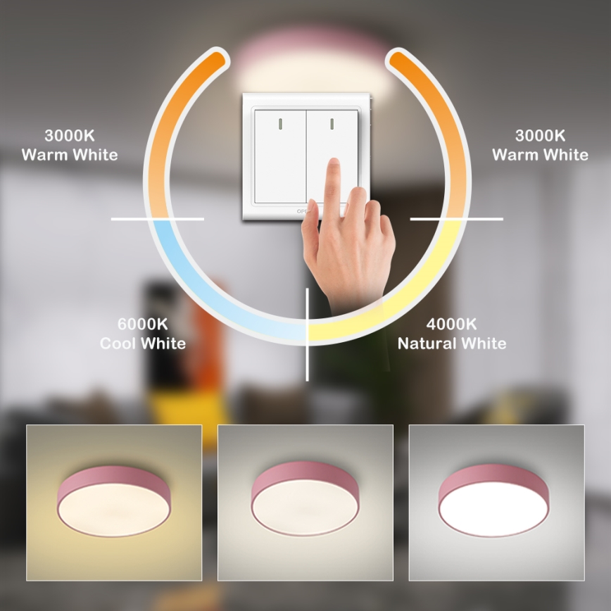 Brilagi - LED oprawa sufitowa POOL LED/36W/230V 3000/4000/6000K śr. 30 cm różowa