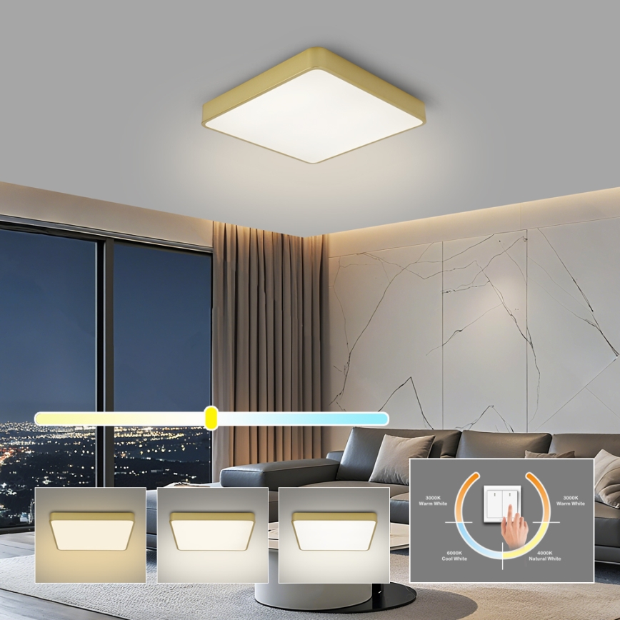 Brilagi - Lampa sufitowa POOL LED/48W/230V 3000/4500/6000K 50x50 cm złota