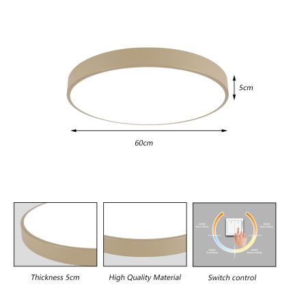 Brilagi - Oprawa sufitowa LED POOL LED/60W/230V 3000/4500/6000K śr. 60 cm beżowa