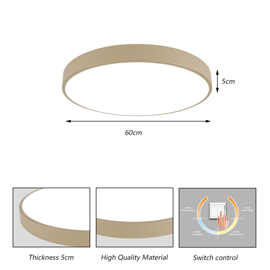 Brilagi - Oprawa sufitowa LED POOL LED/60W/230V 3000/4500/6000K śr. 60 cm beżowa