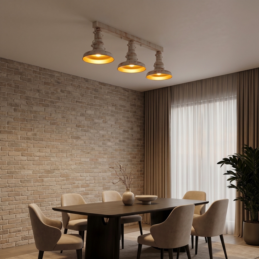 Brilagi - Lampa sufitowa PYRONIC 3xE27/40W/230V kremowa/patyna