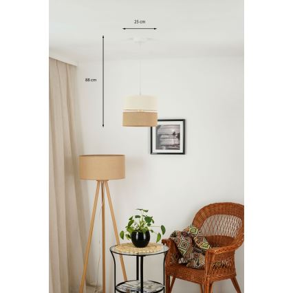 Brilagi - Lampa wisząca na linkę ROYAL YUTE 1xE27/15W/230V śr. 25 cm beżowy/kremowy