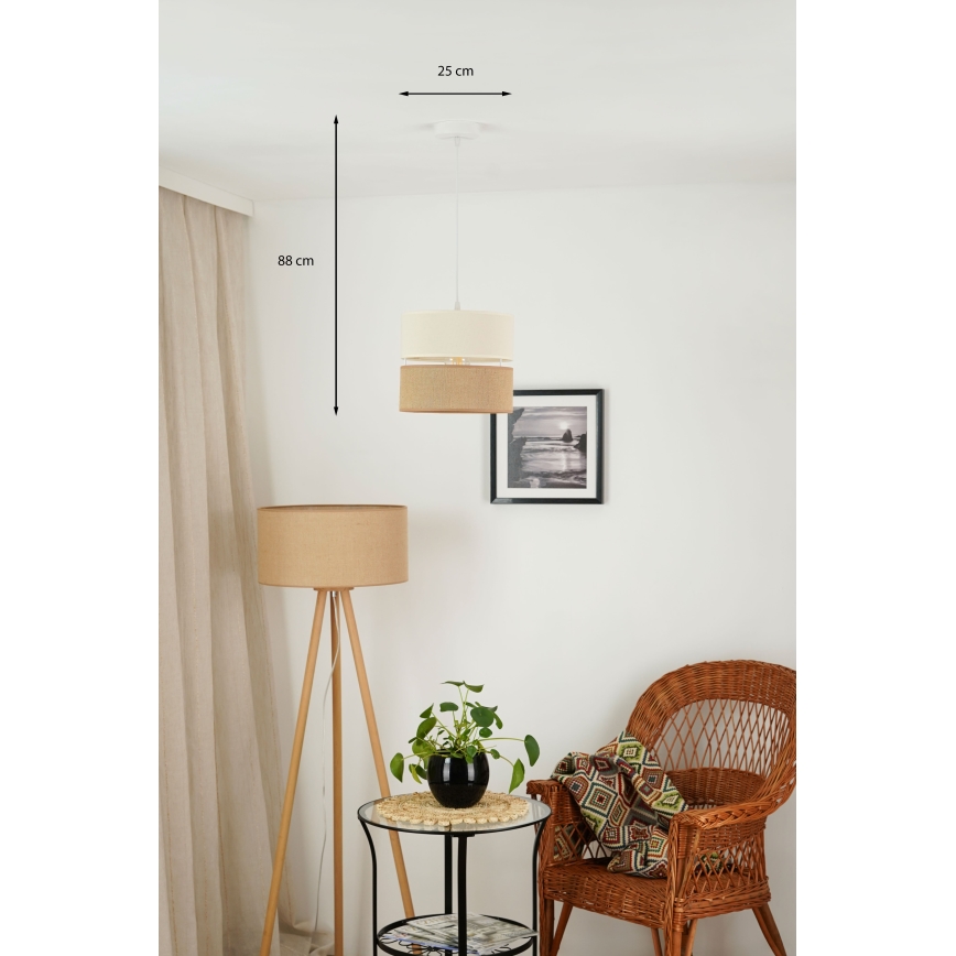 Brilagi - Lampa wisząca na linkę ROYAL YUTE 1xE27/15W/230V śr. 25 cm beżowy/kremowy