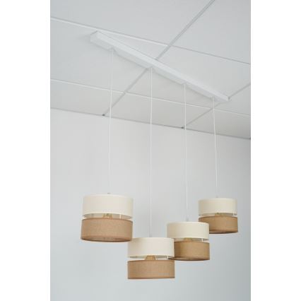 Brilagi - Lampa wisząca na linkach ROYAL YUTE 4xE27/15W/230V beżowy/kremowy/biały