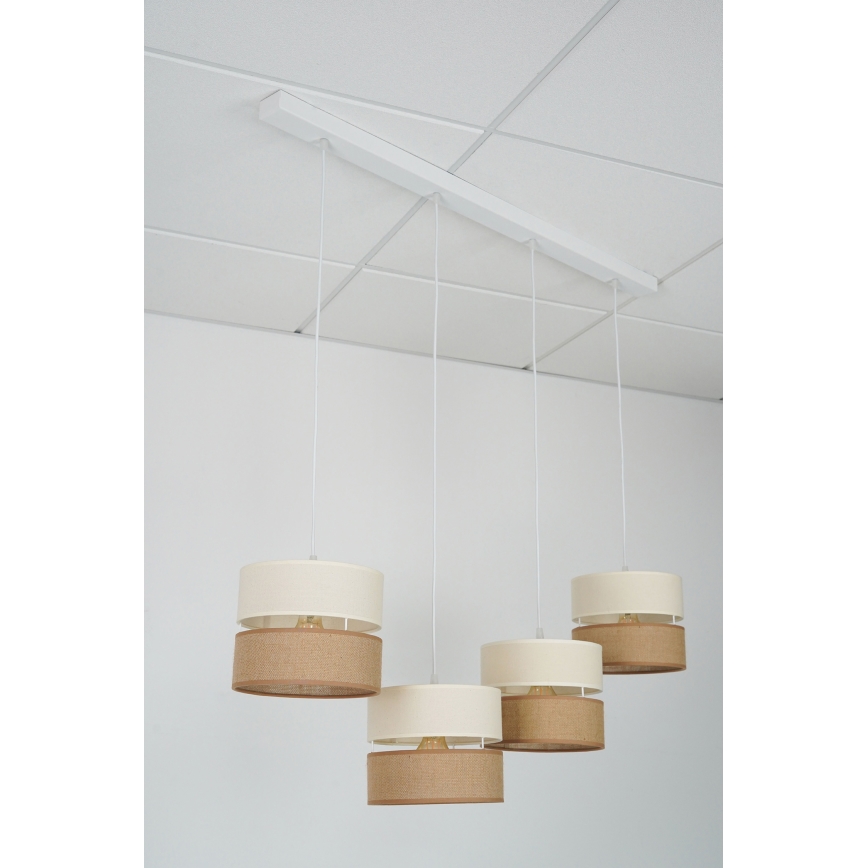 Brilagi - Lampa wisząca na linkach ROYAL YUTE 4xE27/15W/230V beżowy/kremowy/biały