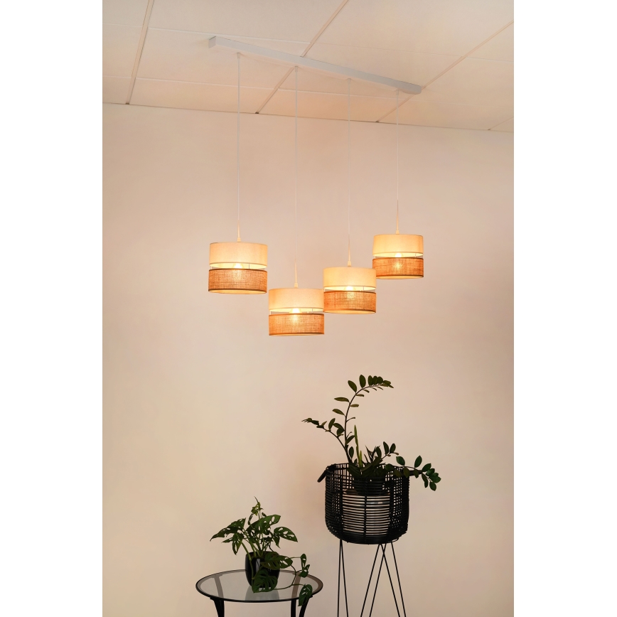 Brilagi - Lampa wisząca na linkach ROYAL YUTE 4xE27/15W/230V beżowy/kremowy/biały