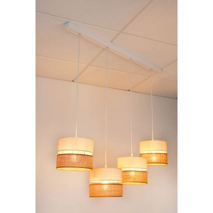 Brilagi - Lampa wisząca na linkach ROYAL YUTE 4xE27/15W/230V beżowy/kremowy/biały