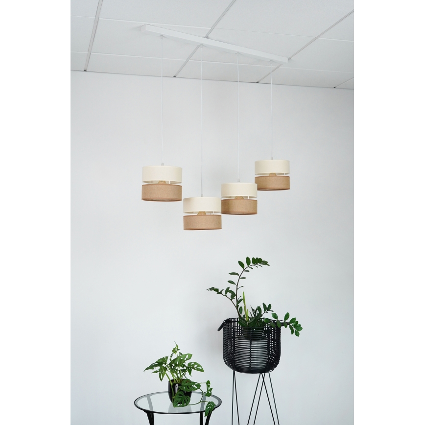 Brilagi - Lampa wisząca na linkach ROYAL YUTE 4xE27/15W/230V beżowy/kremowy/biały