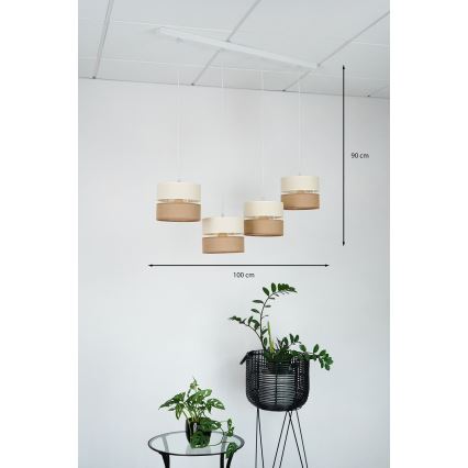 Brilagi - Lampa wisząca na linkach ROYAL YUTE 4xE27/15W/230V beżowy/kremowy/biały