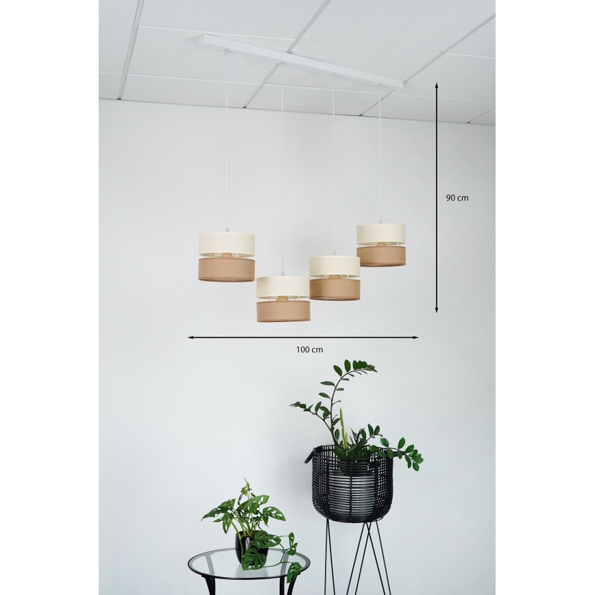 Brilagi - Lampa wisząca na linkach ROYAL YUTE 4xE27/15W/230V beżowy/kremowy/biały