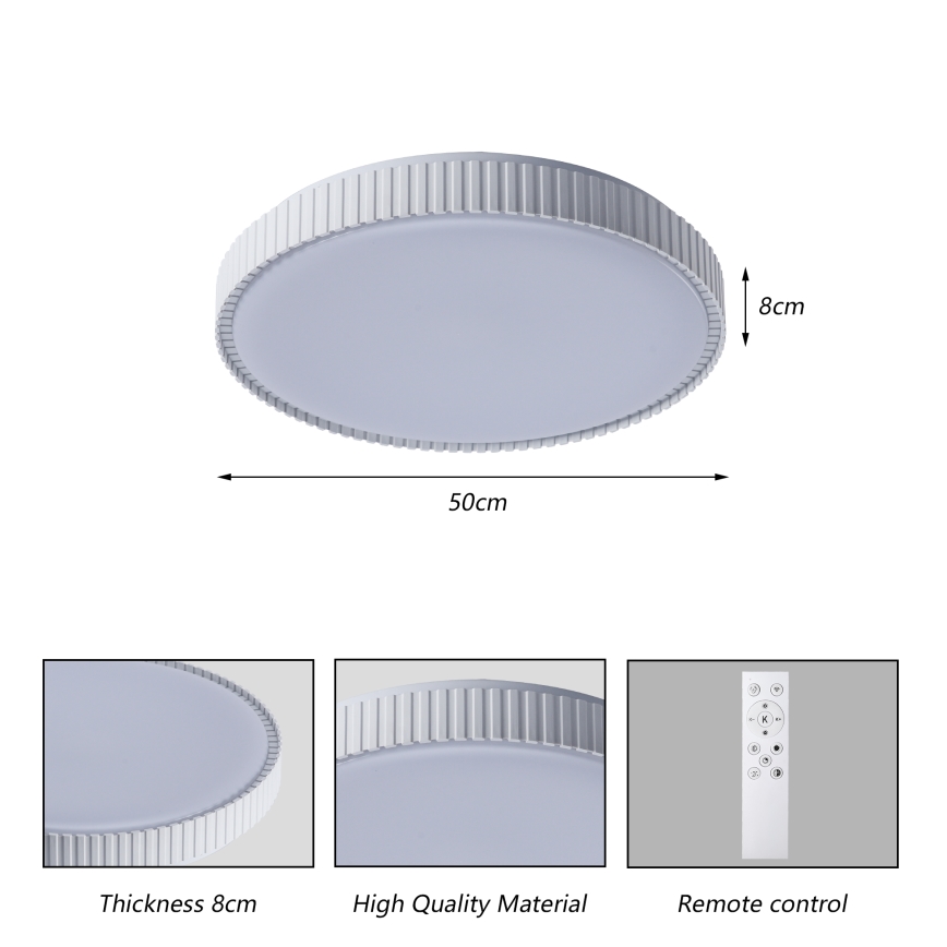 Brilagi - ściemnialny plafon LED CORVO/72W/230V 3000-6000K biały śr. 50 cm + zdalne sterowanie