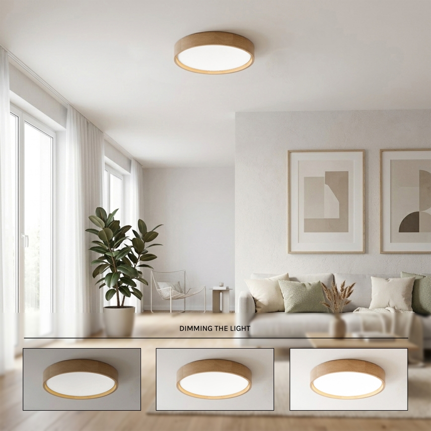 Brilagi - ściemnialna lampa sufitowa LED MANAROLA SMART STARS LED/24W/230V 3000-6000K Wi-Fi Tuya Beacon średnica 41 cm dąb + pilot zdalnego sterowania
