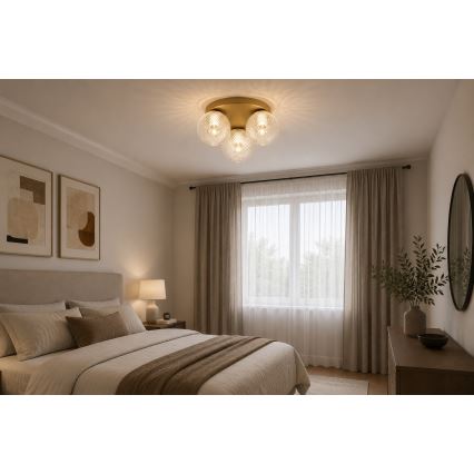 Brilagi - Lampa sufitowa STELLA 3xE27/60W/230V śr. 35 cm beżowo-złota